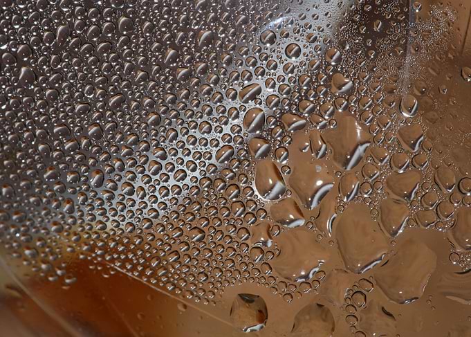 Water droplets close up