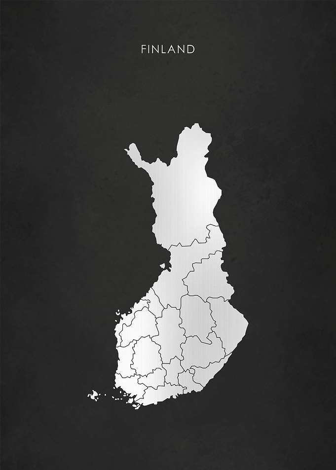 Silver Finland Map