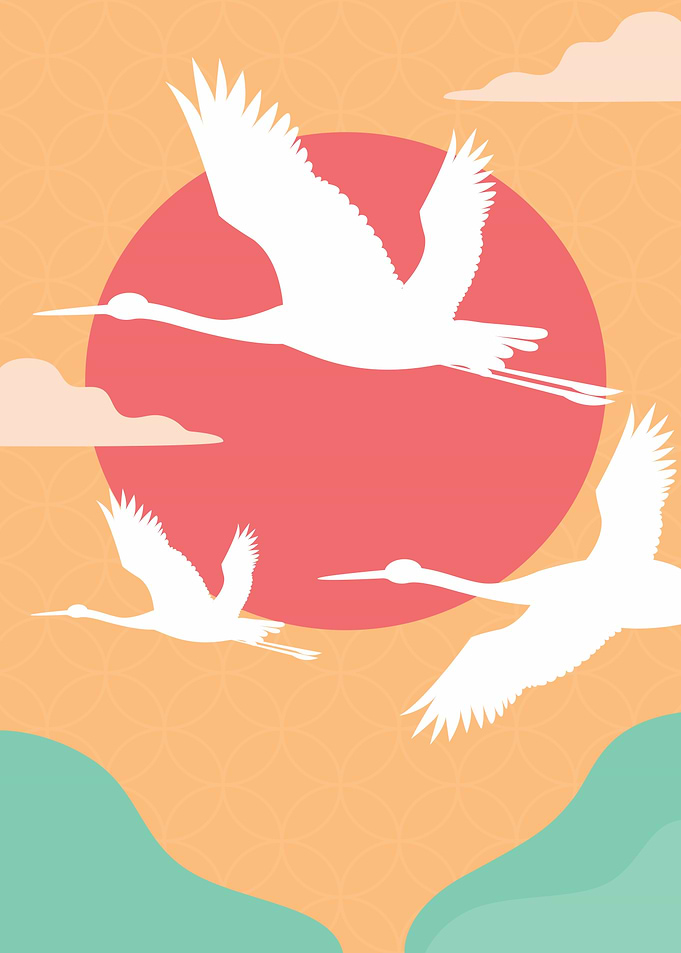 Crane flying