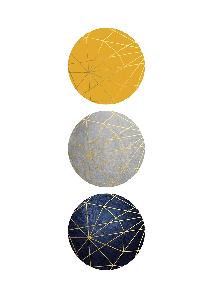 Navy Yellow Gold Circles