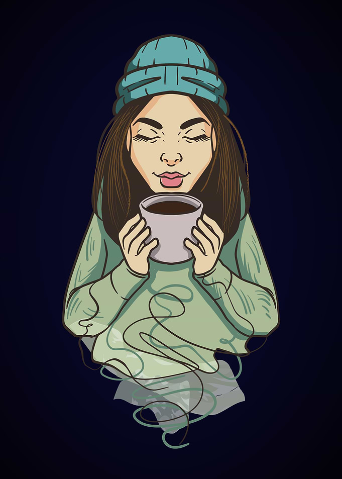 Cozy Girl drinking Coffee