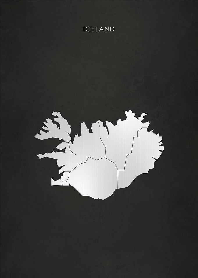 Silver Iceland Map