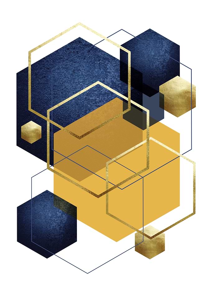 Navy Yellow Gold Geo