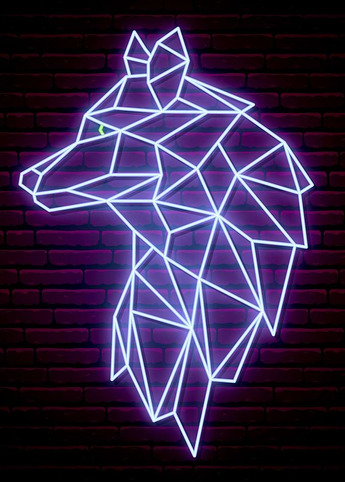 Wolf Star Sign Neon