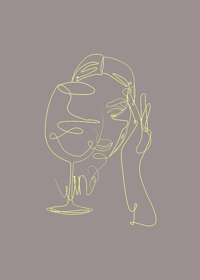 ONE LINE WOMAN AND WINE