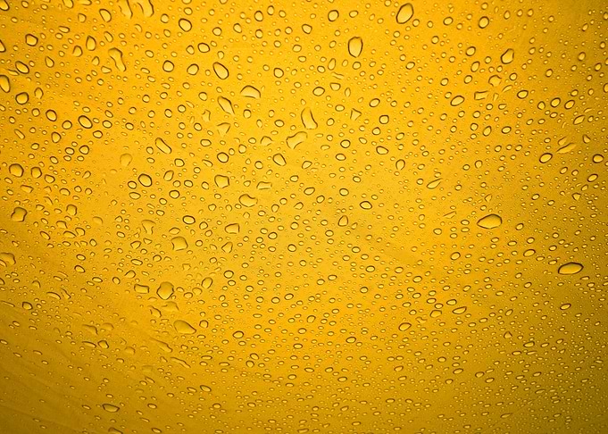 Rain droplets on yellow