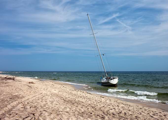 Beach Sea And Sailboat