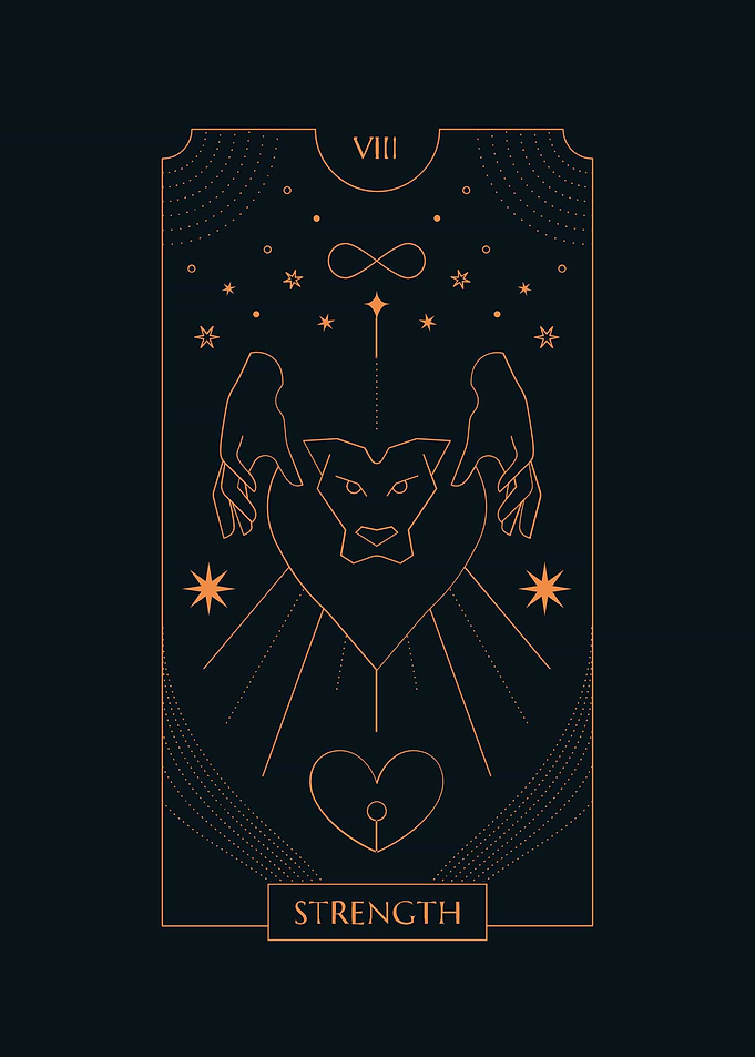 Black Tarot Card STRENGTH