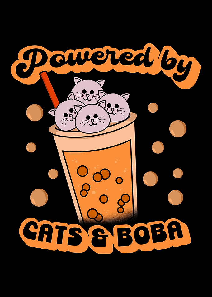 Korean boba milk tea Cat