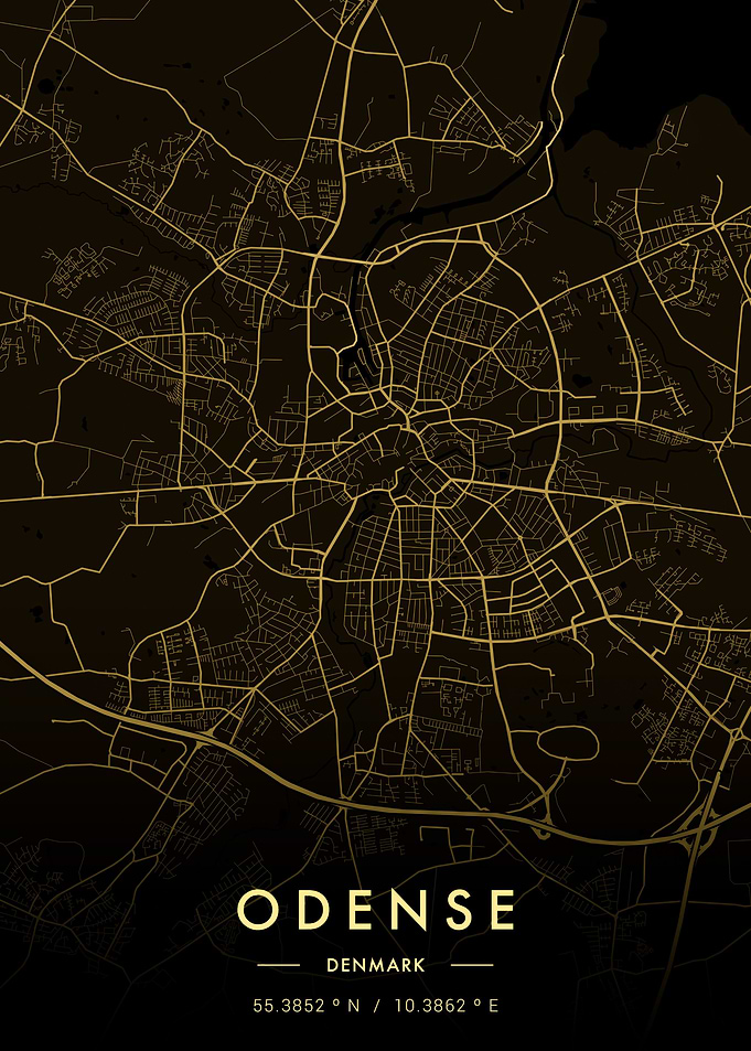 Odense City Map Gold