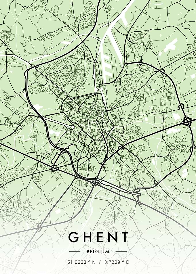 Ghent City Map Green