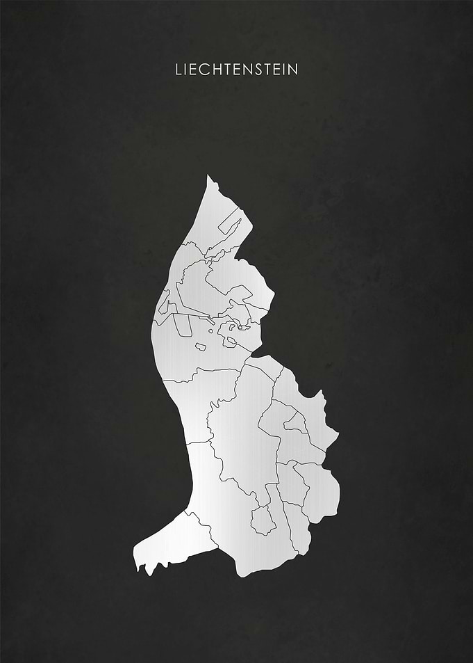 Silver Liechtenstein Map