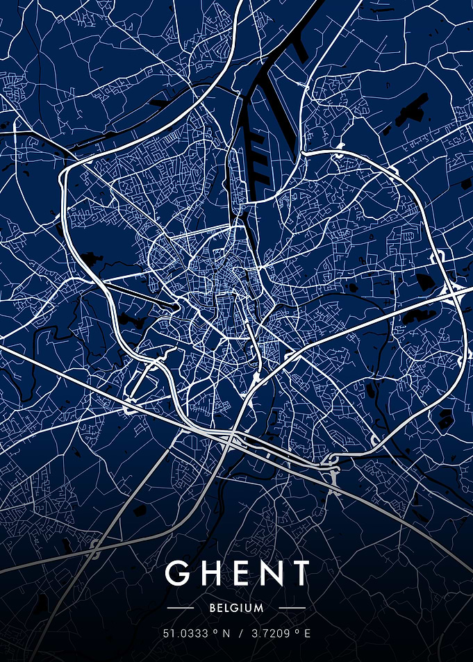 Ghent City Map Blueprint