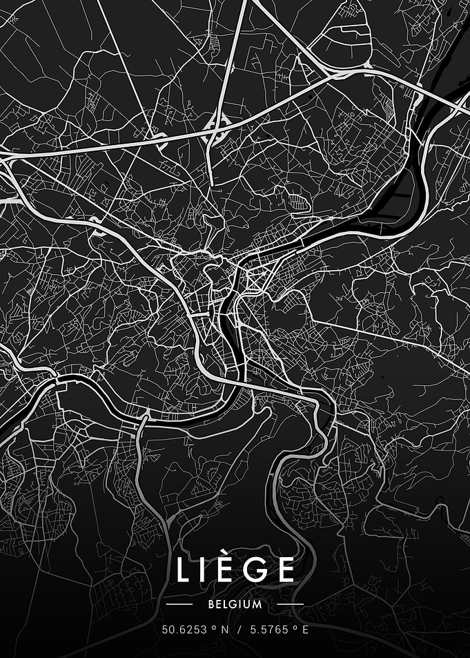 Liege City Map Dark