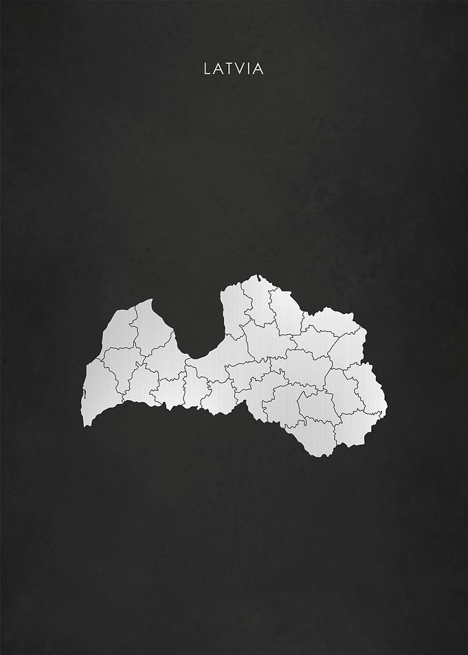 Silver Latvia Map