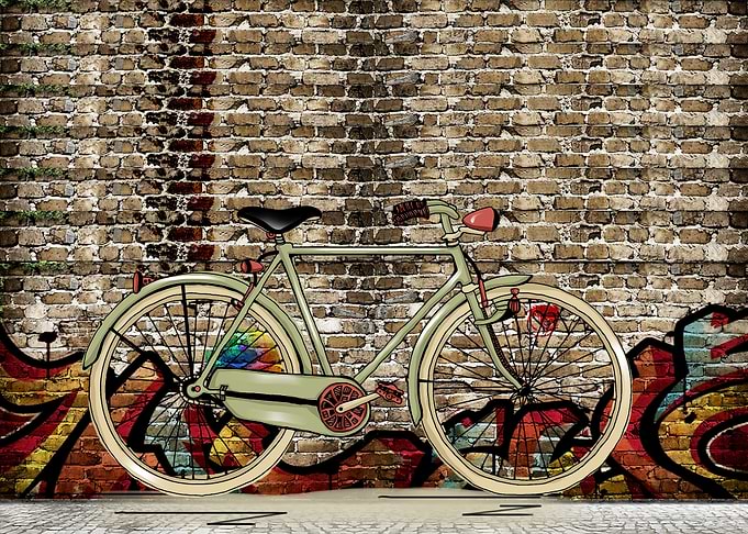 Bicycle on Graffiti Wall