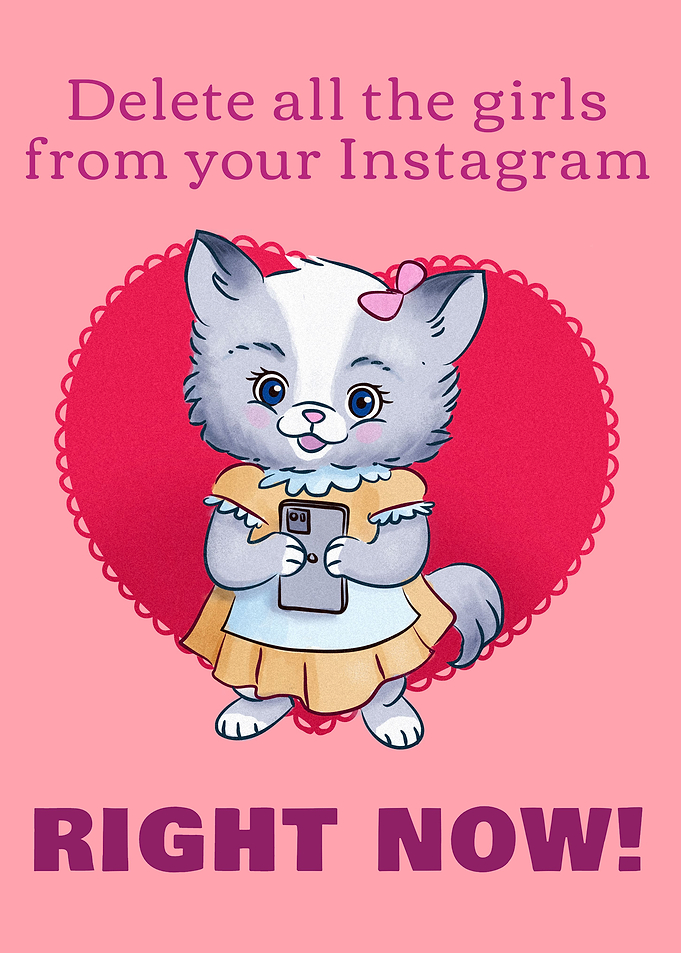 Funny Kitty Cat Girl Love