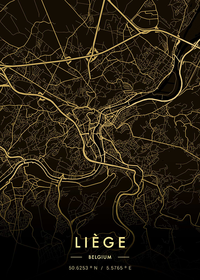 Liege City Map Gold