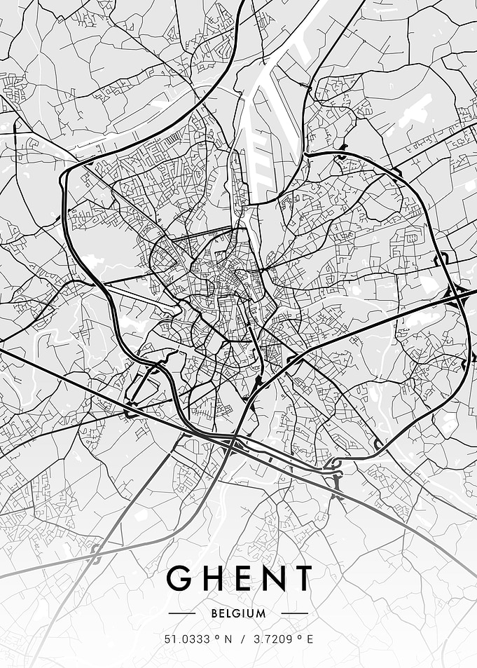 Ghent City Map White