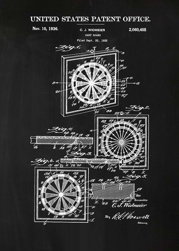 34 Dart Board Patent 1936