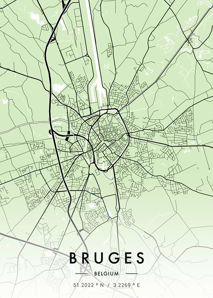 Bruges City Map Green