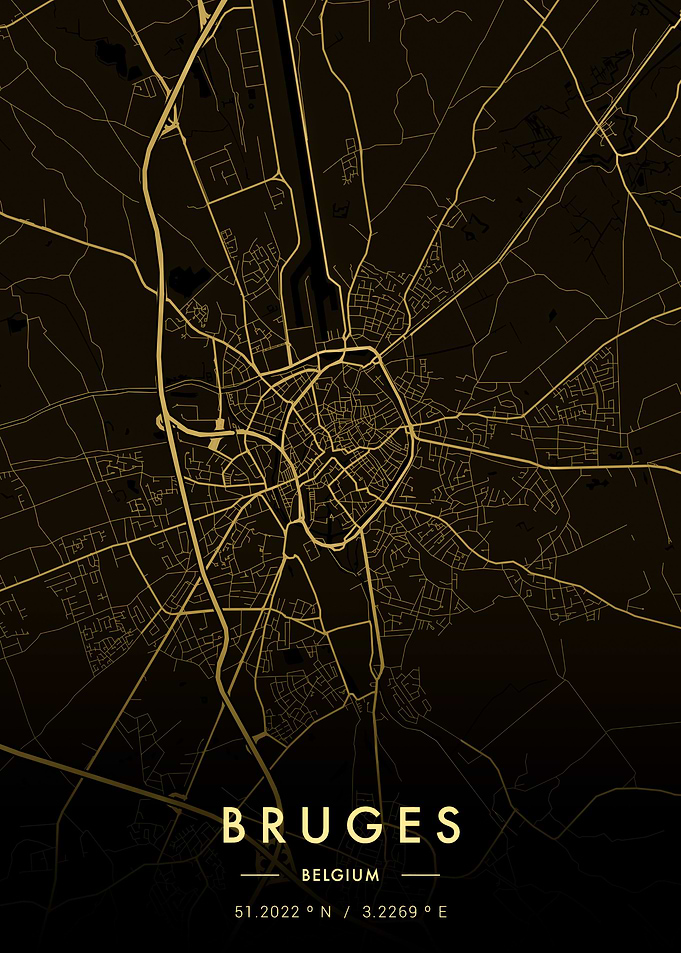 Bruges City Map Gold