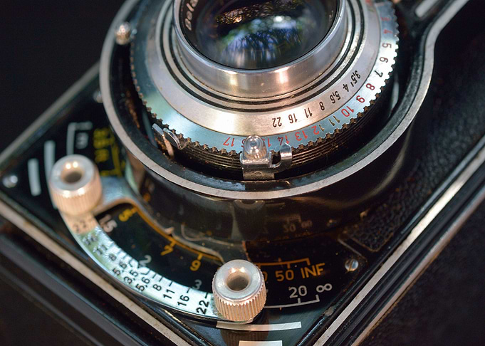 Detail of a TLR camera