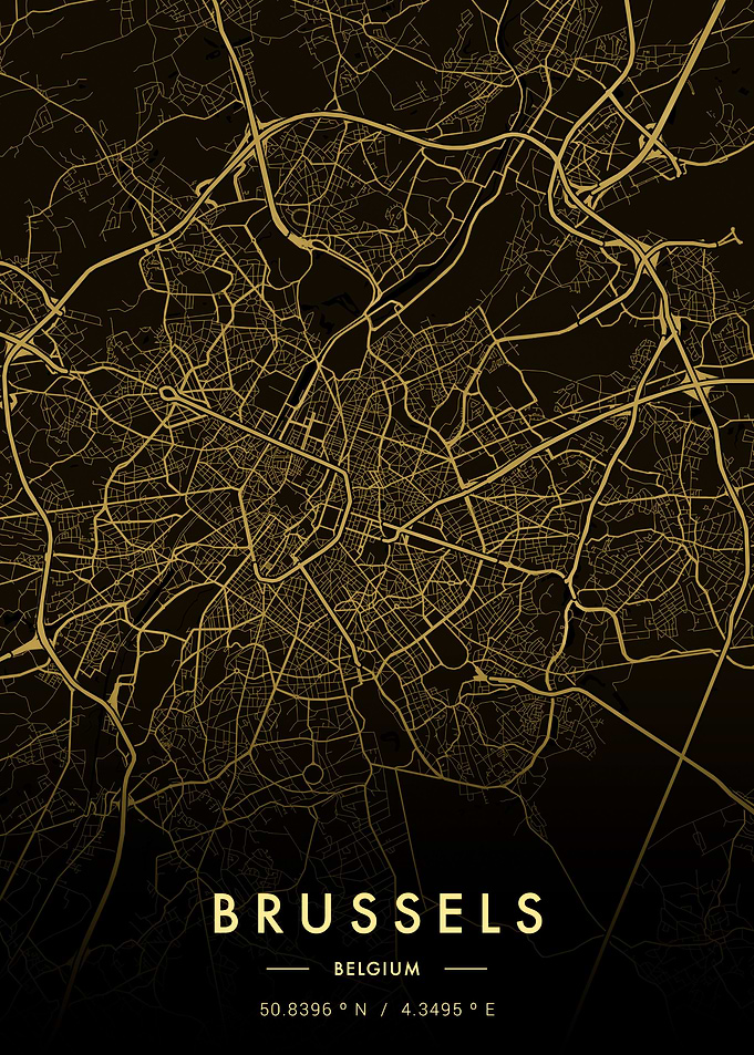 Brussels City Map Gold