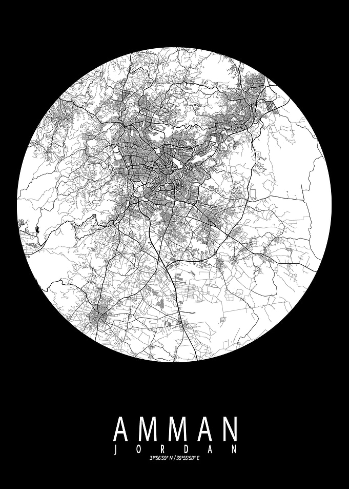 Amman City Map Full Moon