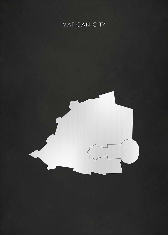 Silver Vatican City Map