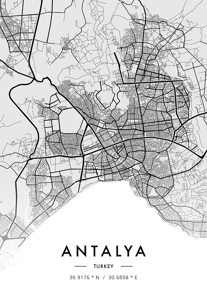 Antalya City Map White