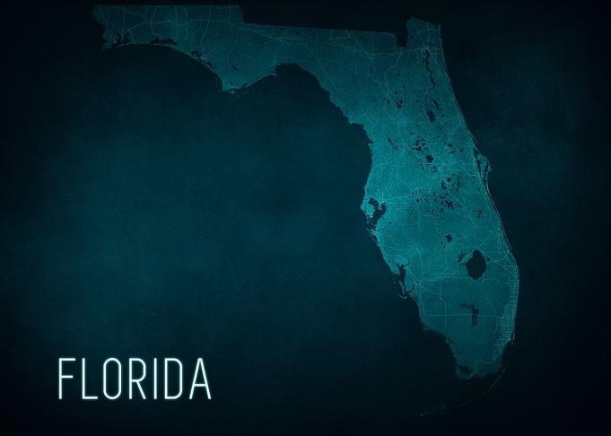 Florida Light Map Blue