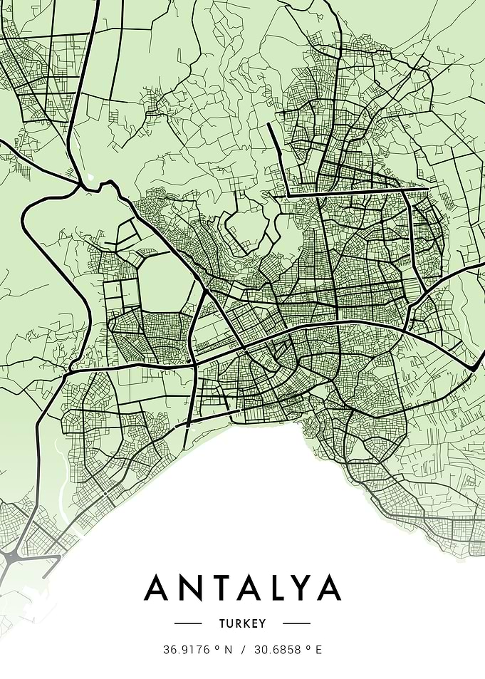 Antalya City Map Green
