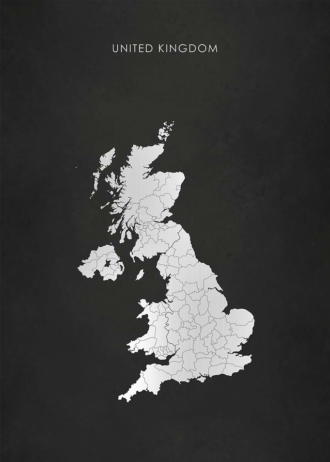 Silver United Kingdom Map