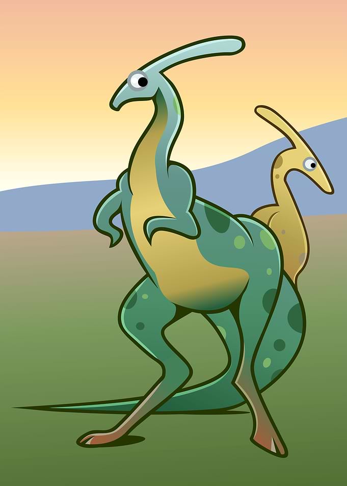 Pair of Parasaurolophus