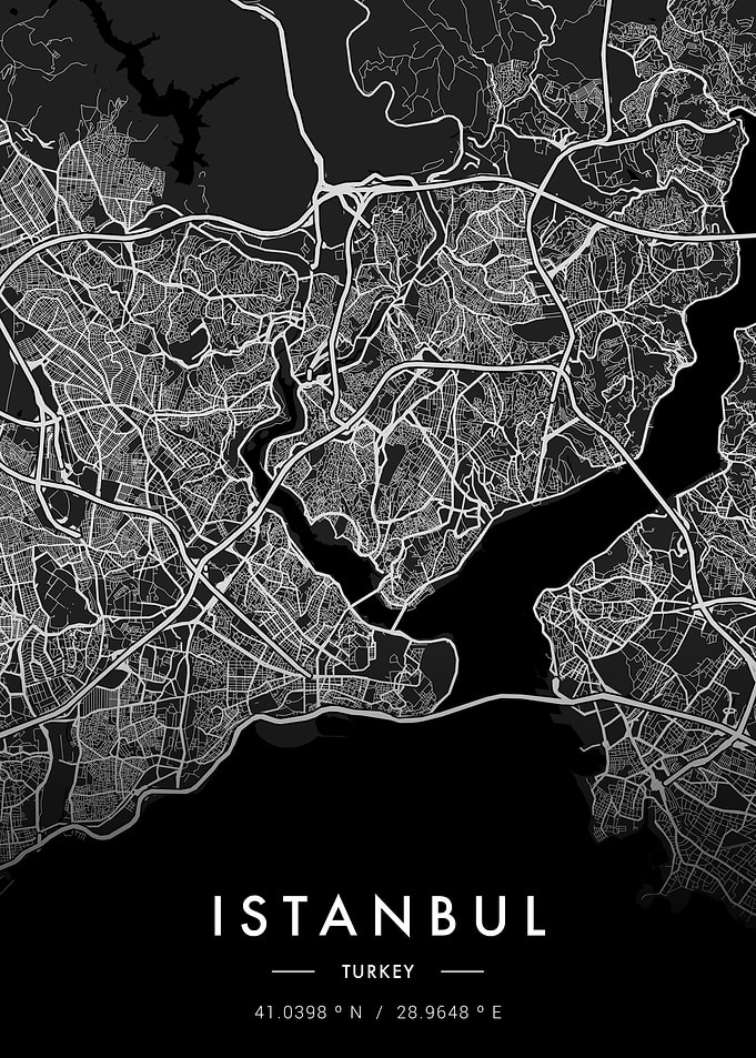 Istanbul City Map Dark