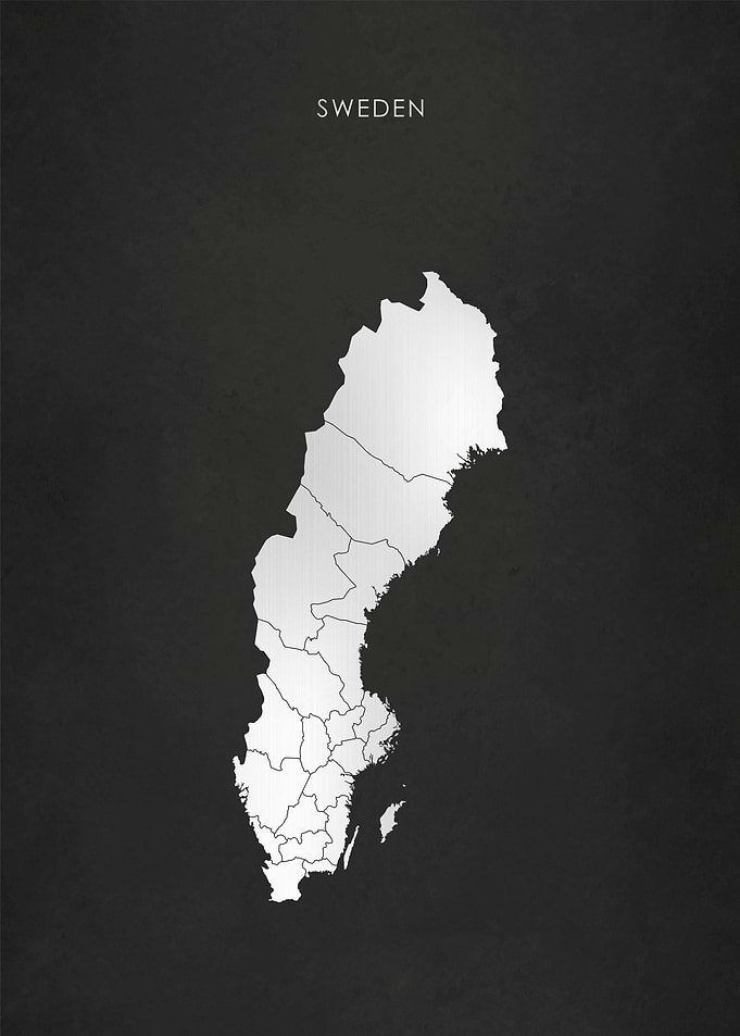 Silver Sweden Map