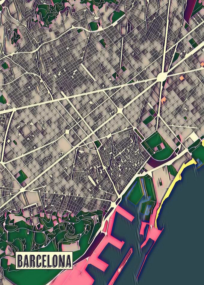 Barcelona Pop Art City Map