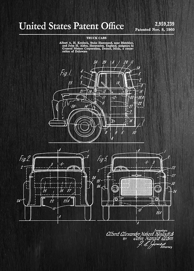 27 1960 Truck Cab Patent
