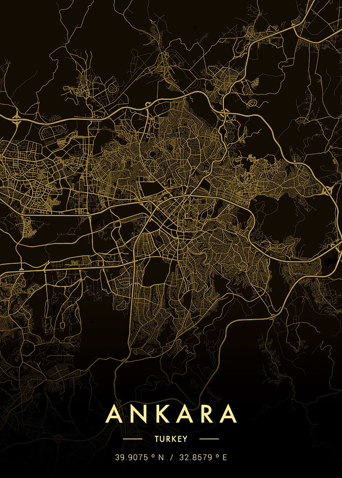Ankara City Map Gold