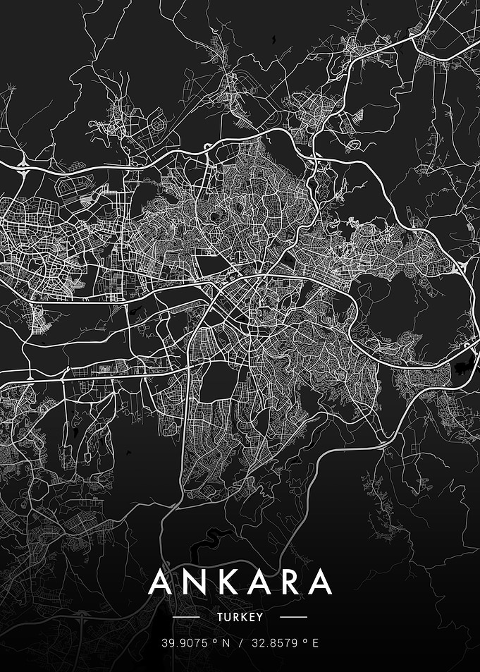 Ankara City Map Dark