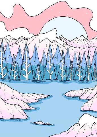 The cold blue lake