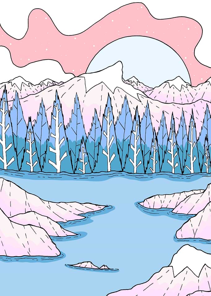 The cold blue lake