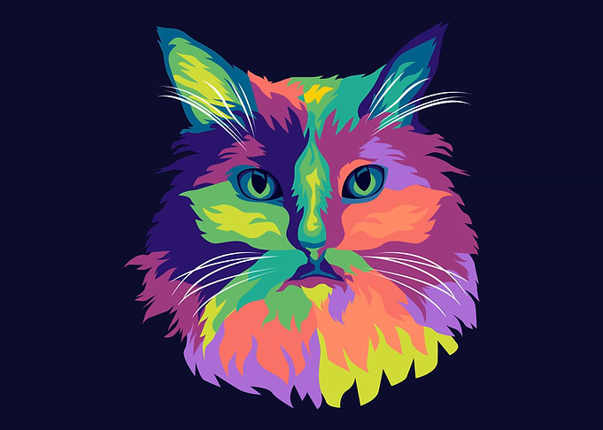 cat head in pop art