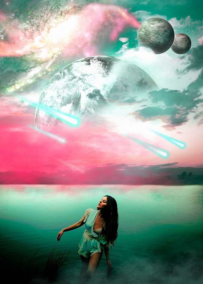 Green Girl Space Lake