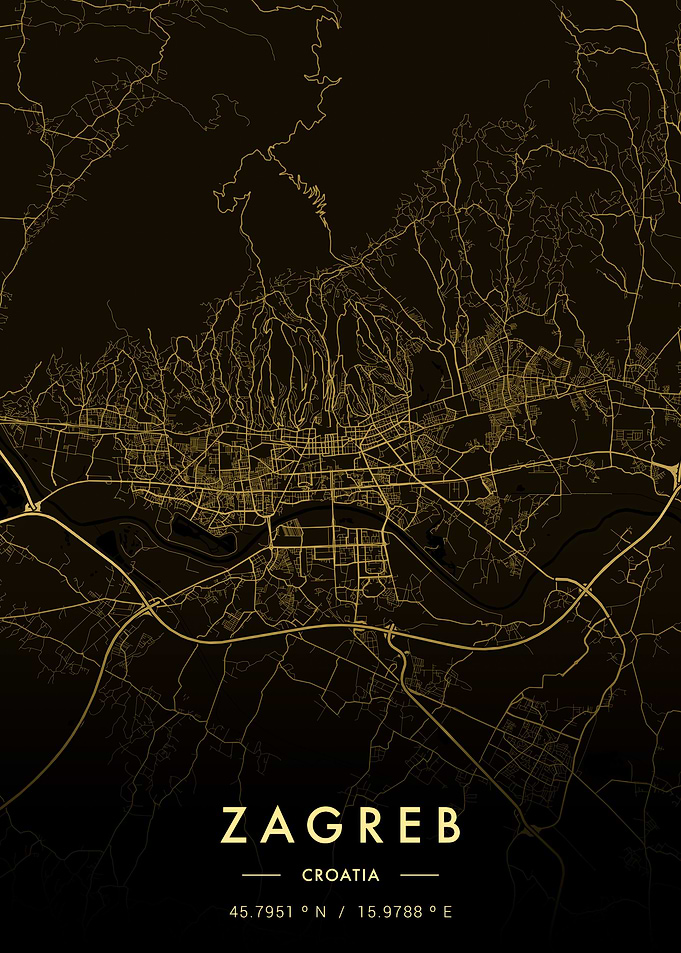 Zagreb City Map Gold