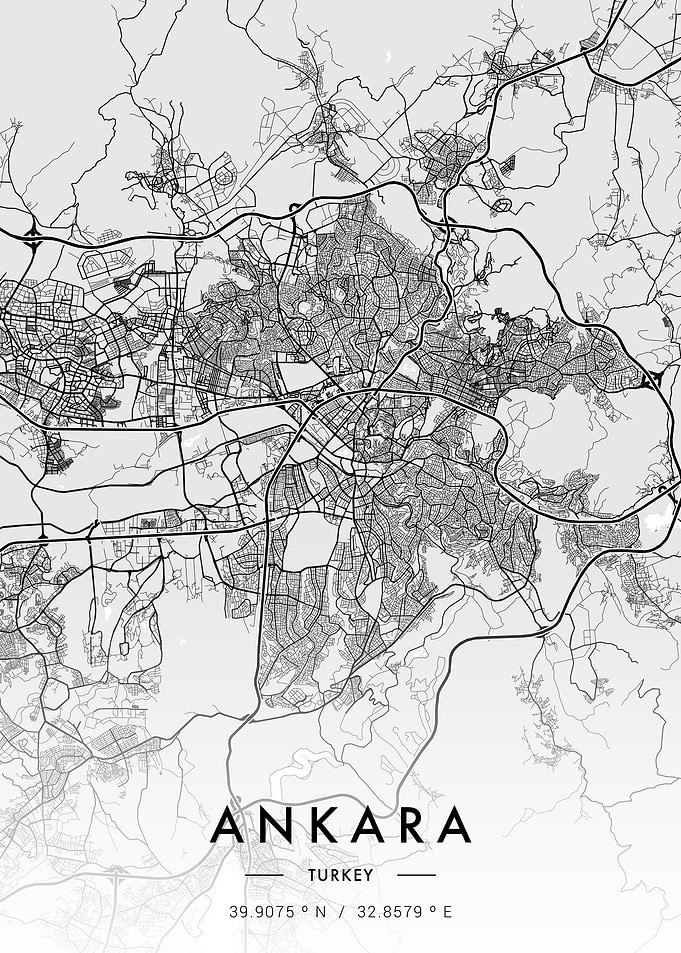 Ankara City Map White
