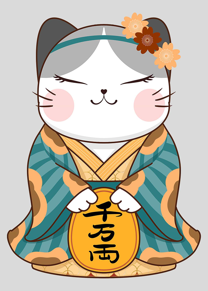 Japanese Kimono Lucky Cat
