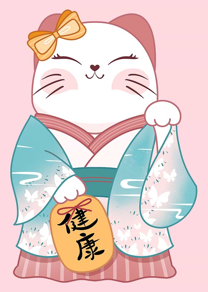 Japanese Kimono Lucky Cat
