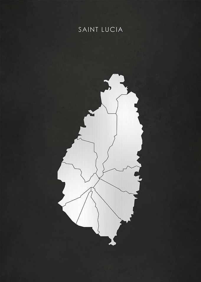 Silver Saint Lucia Map